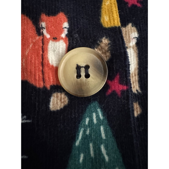 Yak & Yeti Shirt M/L Christmas Trees Animals Dark-Blue Cotton Corduroy Top NWT - Picture 3 of 12